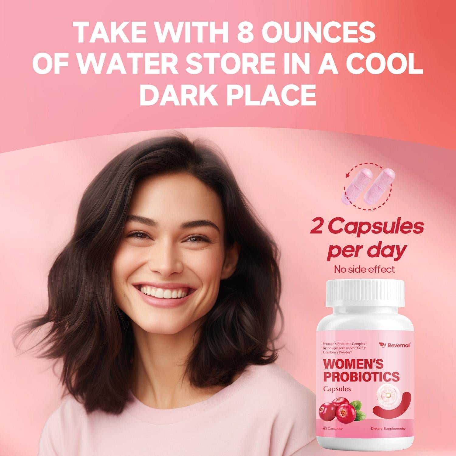 Women’s Probiotic Capsules with Cranberry for Daily Feminine Balance Supports Odor & Freshness 60 Count